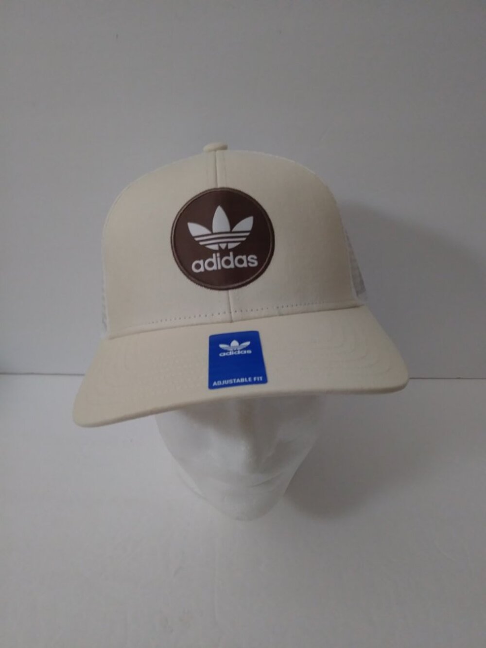 Adidas Men’s Cream/ Brown Trucker Hat Circle Mesh Snap-back